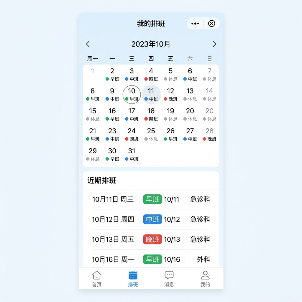 检验科排班微信小程序 - 检验人员查看排班
